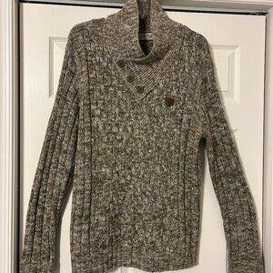 Mens PARISH NATION 56 Green & White Fisherman Knit Sweater Sz 3X